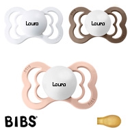 Bibs Supreme Schnuller mit Namen, Symmetrisch, Latex, Gr. 2, 1Blush, 1 Dark Oak, 1 White